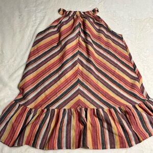 Striped Pink and Orange Ruffle-Hem Dress